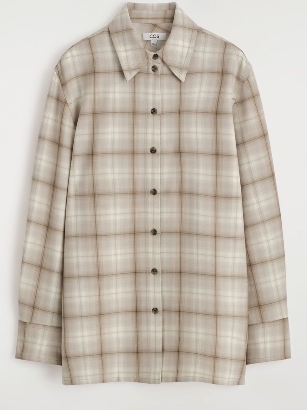 COS Beige and Cream Checked Flannel Shirt
